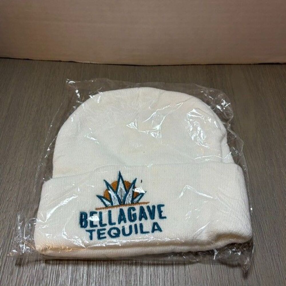 Bellagave Tequila White Embroidered Beanie Hat Cap